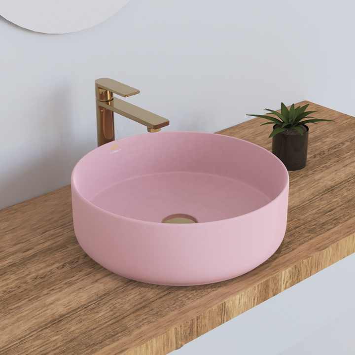 Chậu rửa bằng gốm màu hồng mờ, chậu rửa mặt, tủ lavabo, chậu rửa mặt cho tủ