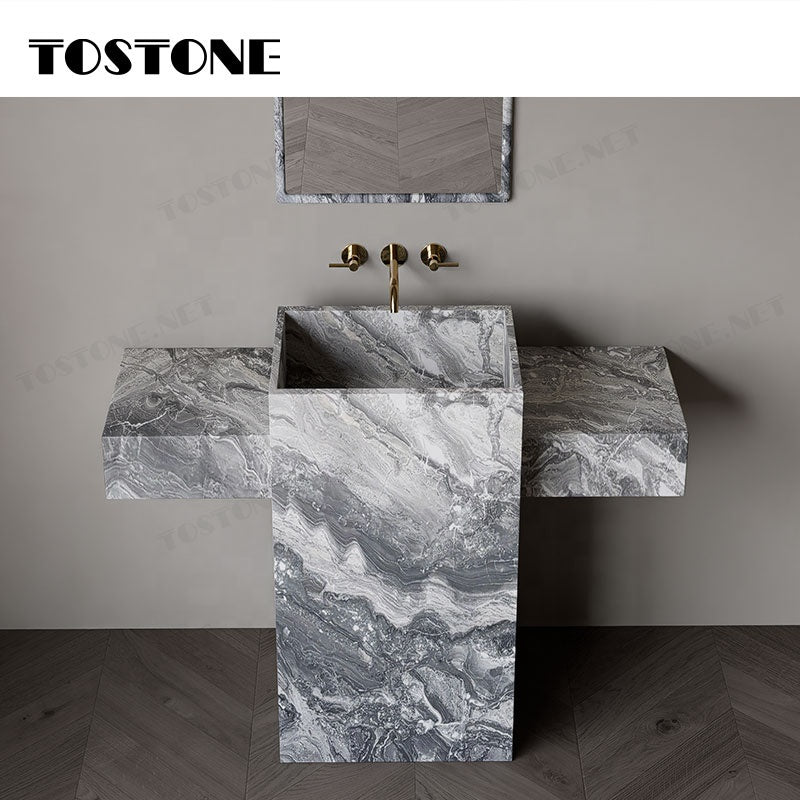 Tostone Mặt Bàn Lavabo Phòng Tắm Đứng Độc Lập Bằng Đá Cẩm Thạch Nâu Venice Tự Nhiên Đẹp Với Bề Mặt Mài Mờ Dành Cho Trang Trí Chậu Rửa Mặt Gia Đình