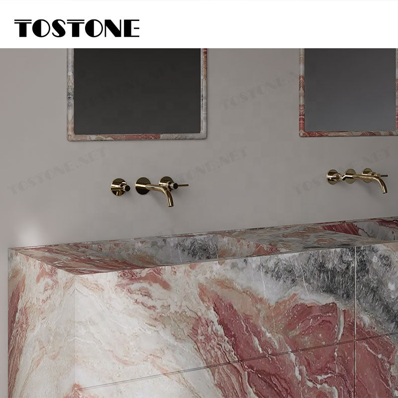 Tostone Bàn trang điểm sang trọng bằng đá cẩm thạch đỏ Monica bền bỉ cao cấp