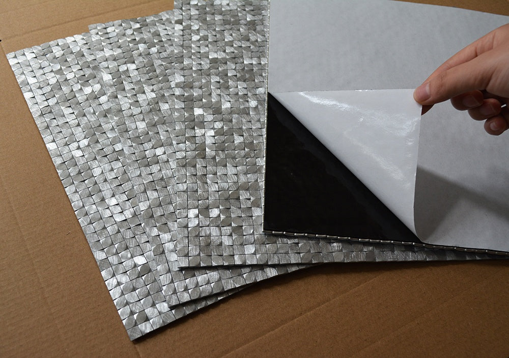 Gạch Mosaic Kim loại Nhôm Bạc Khối 3D Trọng lực