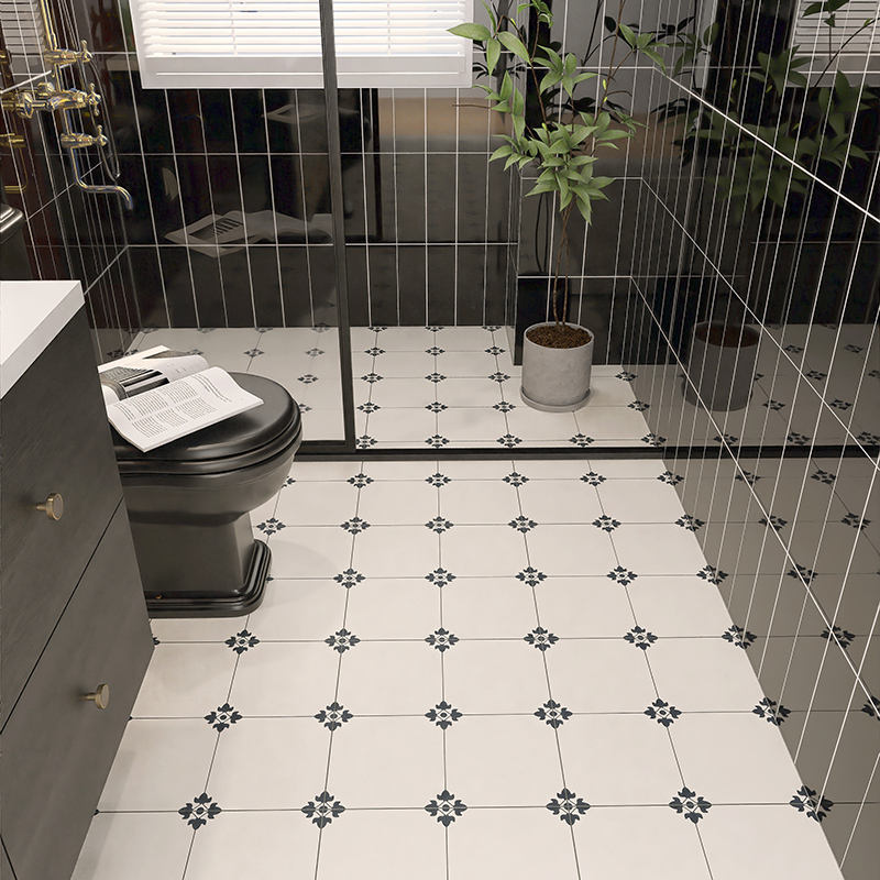 Gạch sứ lát sàn 400x400mm Phong cách tối giản hoài cổ ngọt ngào Họa tiết hoa nhỏ Nghệ thuật mờ cổ điển