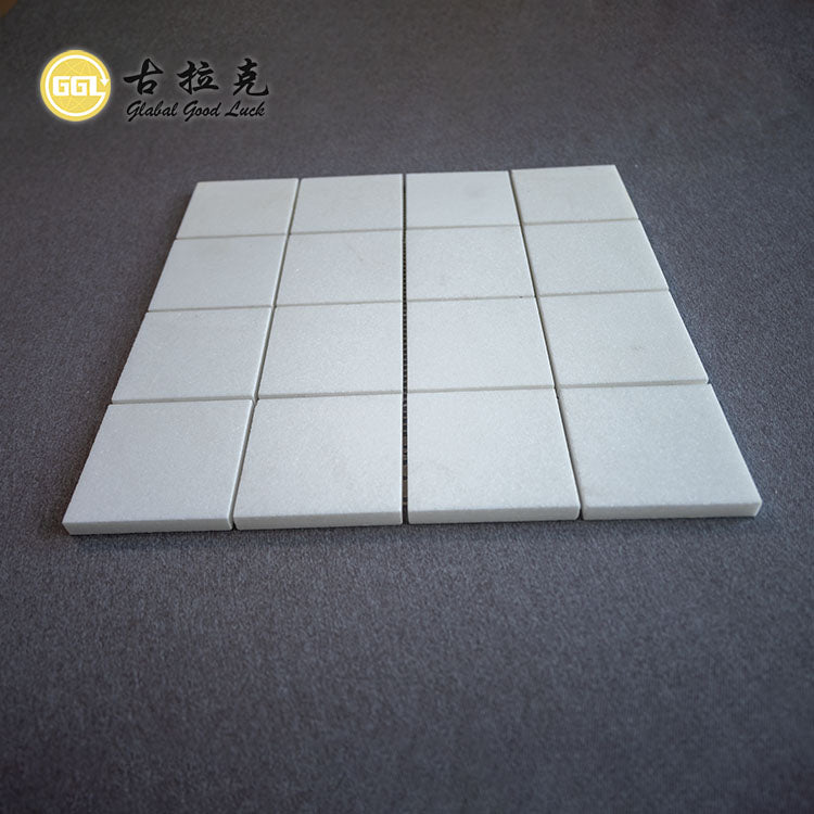 Gạch ốp lát tường sàn mosaic đá cẩm thạch vuông trắng Thassos Hy Lạp chất lượng cao dày 10mm