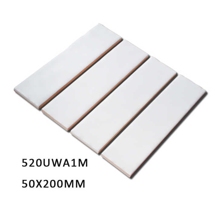 Gạch ốp tường và gạch lát sàn bằng gốm trang trí ngoài trời/phòng tắm/phòng ngủ/nhà bếp màu trắng 50x200mm/2x8 inch