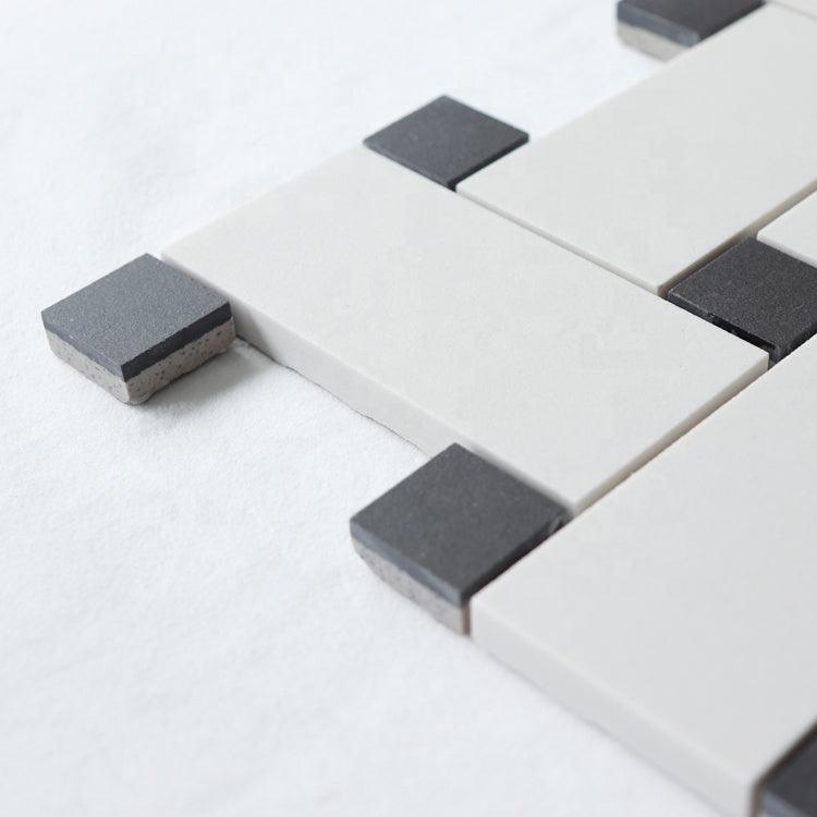 Gạch Mosaic Đá Cẩm Thạch Chống Trượt Đen Trắng Lát Sàn, Ốp Tường Bếp, Ốp Tường