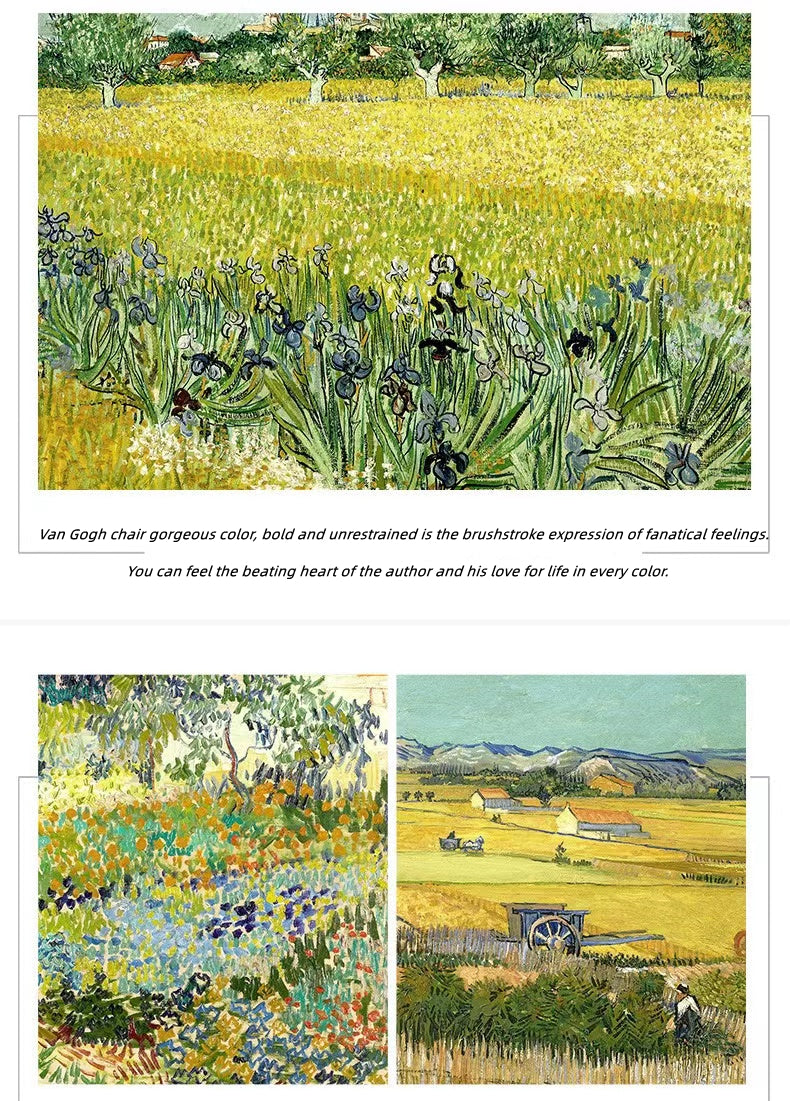 E WECIAL Tranh đĩa sứ Phù điêu Trang trí phòng khách, phòng ăn, phông nền TV Phong cảnh Châu Âu Van Gogh Harvest Ma