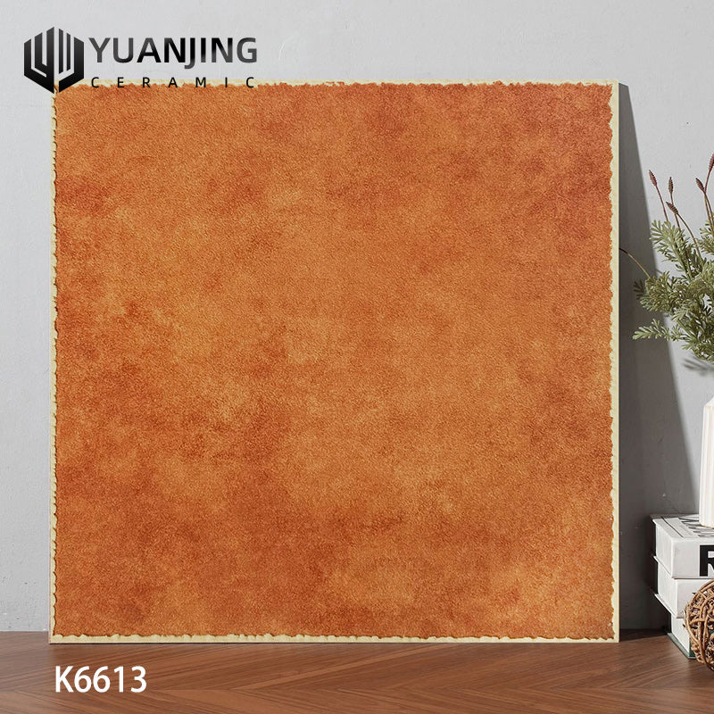 Gạch Rustic Đồng Quê Mỹ 600x600 Phong Cách Retro Cho Phòng Khách, Phòng Ăn, Có Họa Tiết Hoa Góc, Chống Trượt