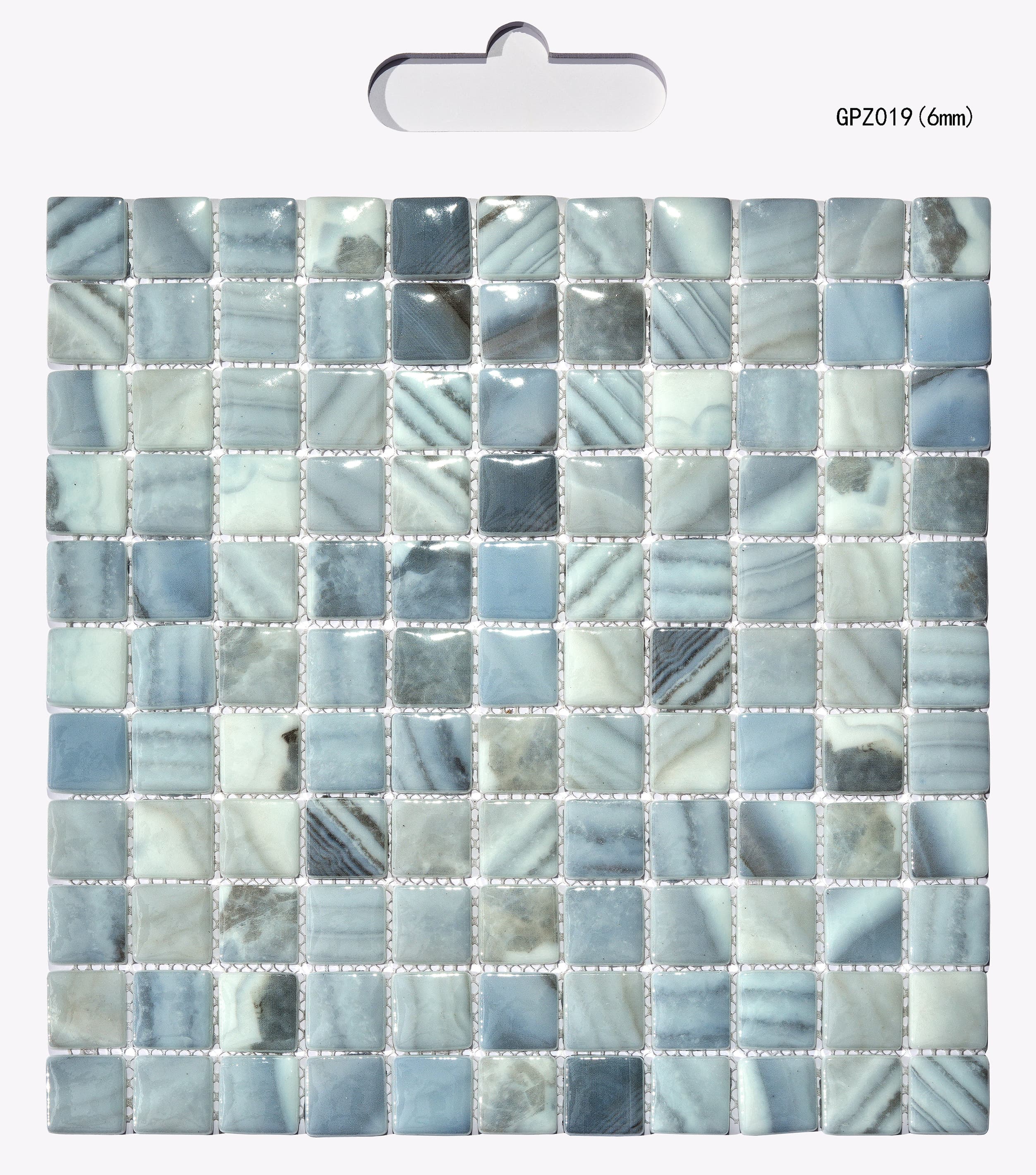 Gạch Mosaic Kính Phong Cách Hiện Đại Màu Xám In Phun Dùng Cho Hồ Bơi Hình Vuông 6mm Chống Thấm Nước Dùng Trong Nhà/Ngoài Trời