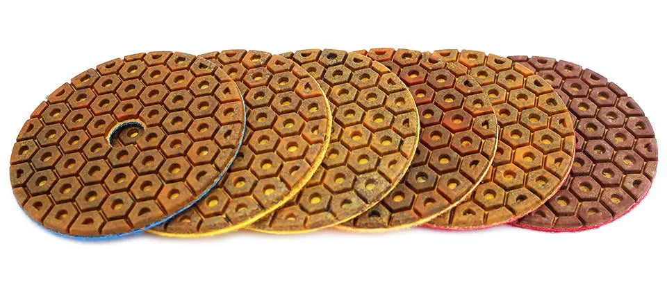 RIJILEI 4 Inch Super Diamond Polishing Pads 6 Steps Copper Metal Bond Wet Polishing Pad for Granite Marble Stone Grinding Discs