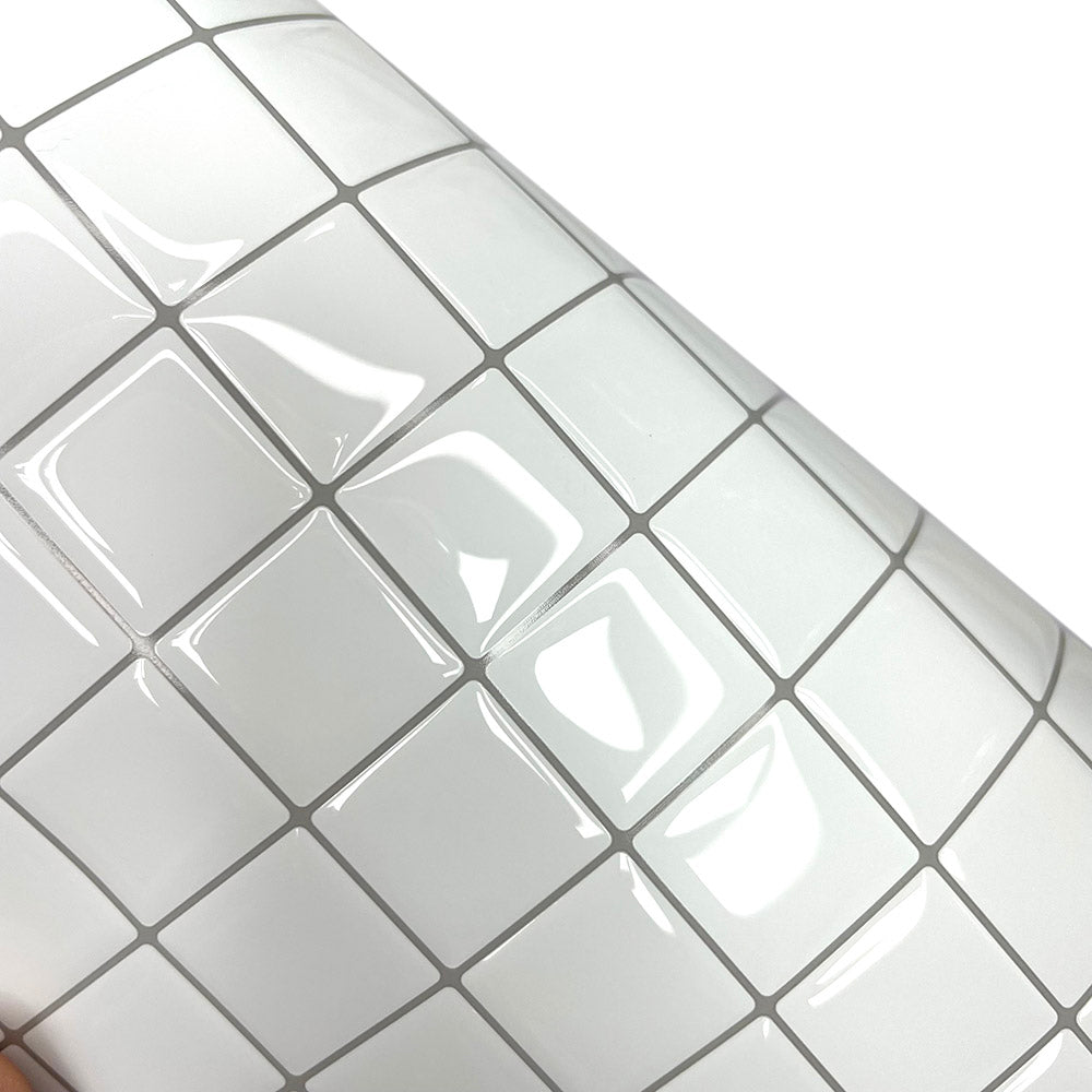 Mosaic Giấy Dán Tường Trắng Chống Thấm Bếp & Tắm