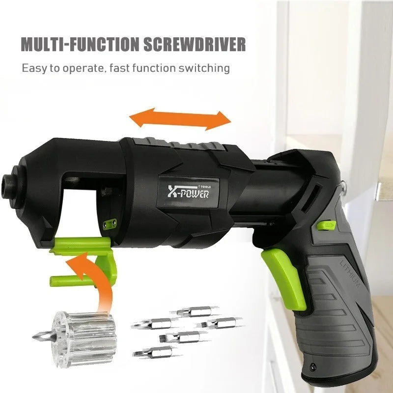 Súng Vít Mini Không Dây Pistol Có Đèn Led Pin Lithium 7 Bộ
