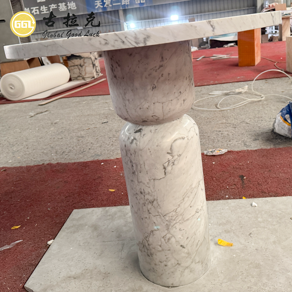 Cung cấp từ nhà máy Bàn tròn đá Marble trắng Carrara tự nhiên dùng cho Khách sạn Nhà hàng Sân vườn