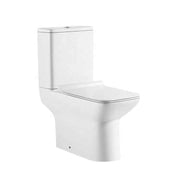 Bồn cầu vuông bằng gốm sứ Medyag CE màu trắng không vành, bồn cầu hai khối xả kép