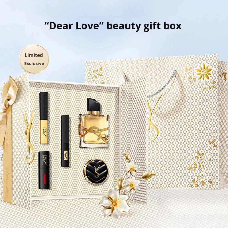 Hộp Quà Trang Điểm Họa Tiết Hoa Vẻ Đẹp Tình Yêu Bộ 5 Món Lên Màu Chuẩn Dành Cho Sinh Nhật, Valentine - Bạn Thân, Bạn Gái