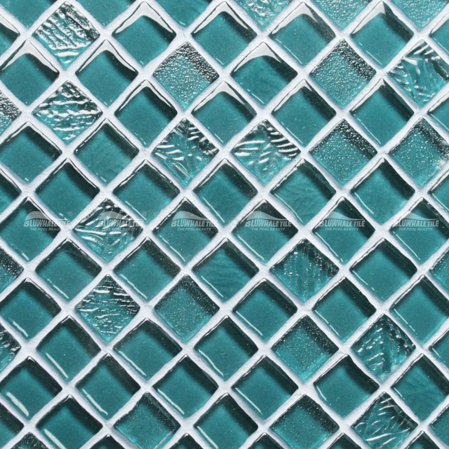 Gạch MOSAIC kính thủy tinh bể bơi nhà tắm hình vuông bóng 8mm dày 23x23mm