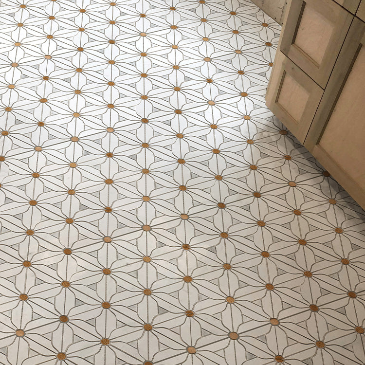 Gạch mosaic cắt tia nước bằng đá cẩm thạch và kim loại, phong cách cổ điển, dùng cho trang trí tường nội thất, lát sàn và dự án xây dựng.