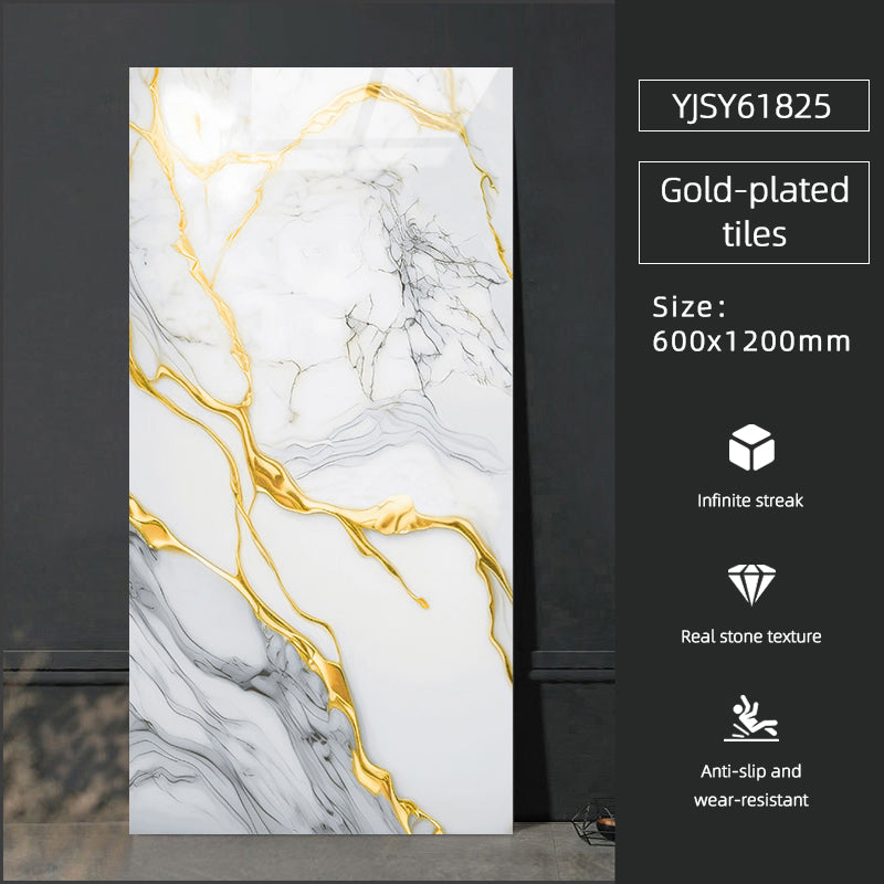 Khuyến Mãi Gạch Sứ Tráng Men Bóng Lớn 600x1200mm Thiết Kế Vân Đá Cẩm Thạch Xám Chống Trơn Trượt Kháng Khuẩn Lát Sàn Nội Thất Khách Sạn