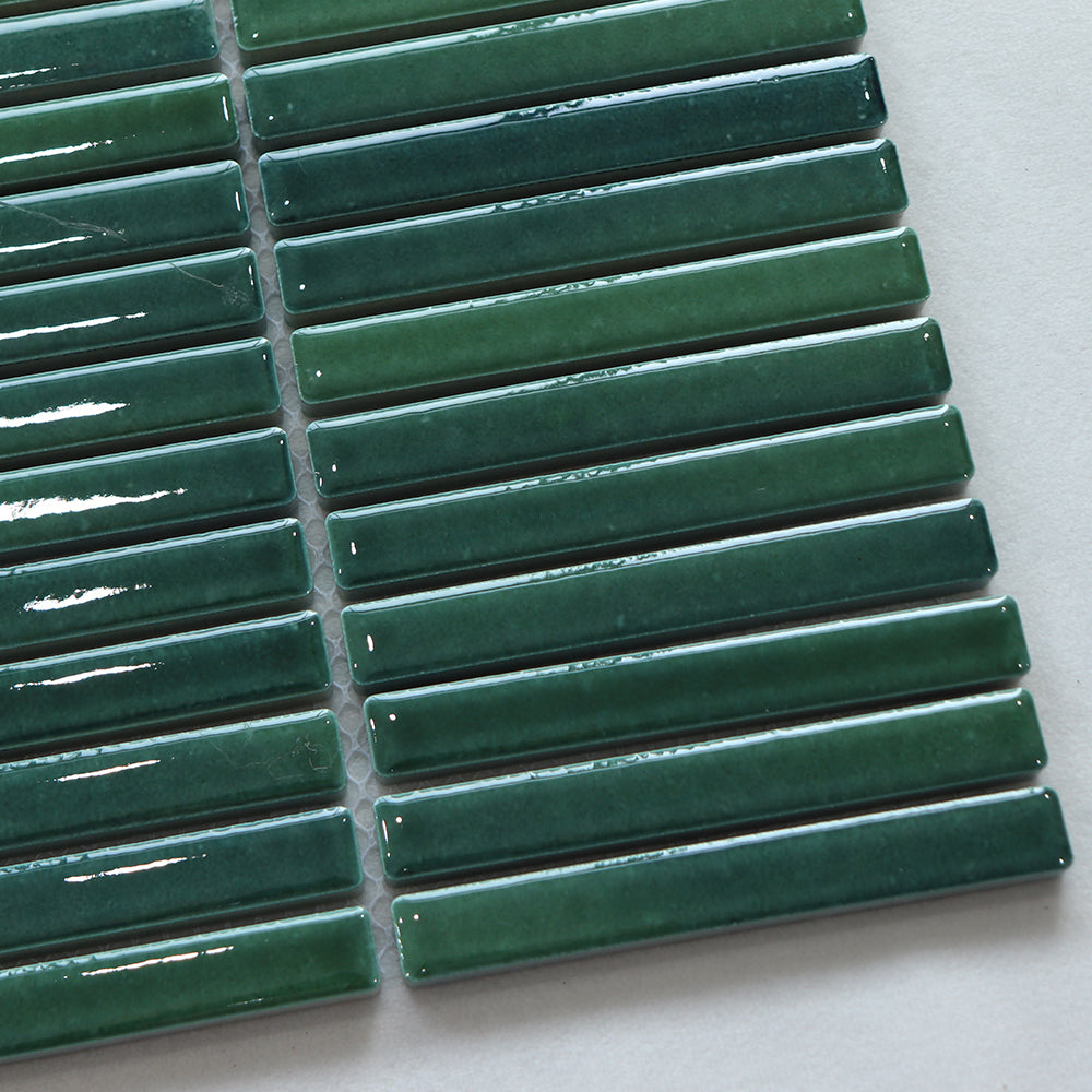 Gạch Mosaic Gốm Sứ Xanh Lá Cây Tráng Men Bóng Phong Cách Cổ Điển Châu Âu Dùng Cho Tường, Sàn, Bếp Và Phòng Tắm