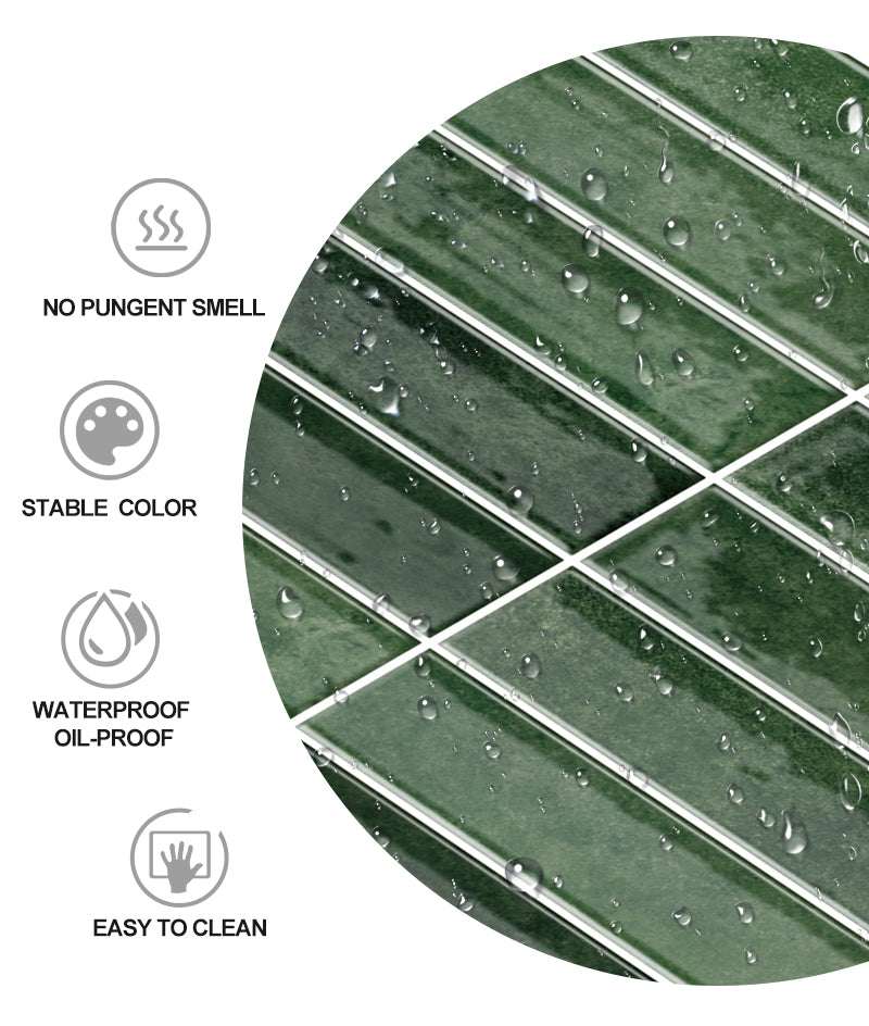 Jorunns Gạch dán tường tự dán 3D Tite Xanh lá cho trang trí nhà cửa DIY và ốp bếp