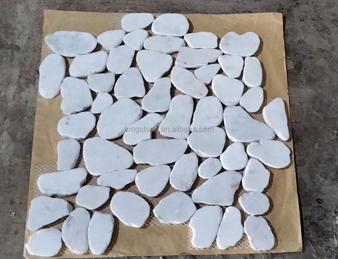 Gạch Mosaic Sỏi Đá Cuội Sông Tự Nhiên Bất Định Hình Đánh Bóng