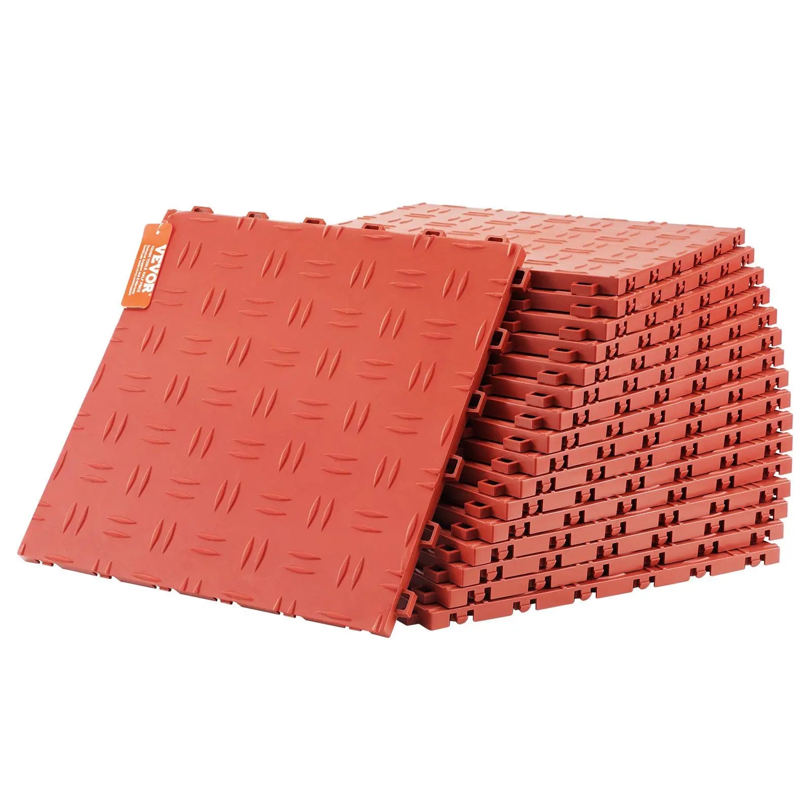 25 Pack Interlocking 12 X 12 X 0.53 Inch Non-Slip Double-Sided Texture Garage Flooring Tiles for Garage Repair Shops-Red Color