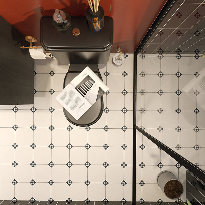 Gạch sứ lát sàn 400x400mm Phong cách tối giản hoài cổ ngọt ngào Họa tiết hoa nhỏ Nghệ thuật mờ cổ điển