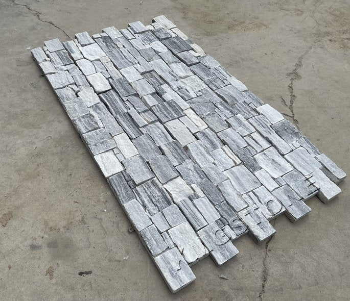 Đá Ốp Tường Tự Nhiên Thạch Anh Xám Mây, Ngoại Thất Hiện Đại, Veneer Văn Hóa, Kháng Axit Chống Xói Mòn, Tấm Phủ Tường Đá Phiến