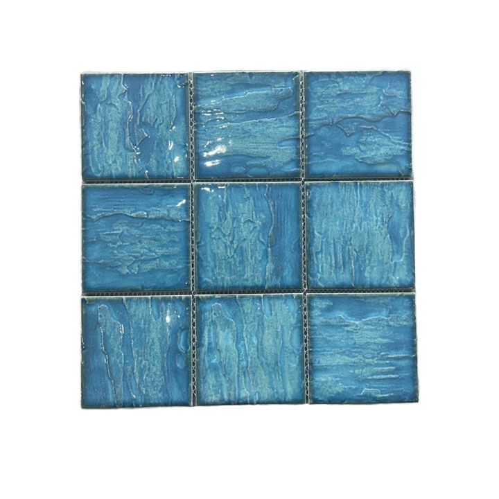 Gạch mosaic gốm màu xanh da trời kháng khuẩn phong cách hiện đại 97x97mm cho tường nội thất 6mm cho phòng ăn khách sạn bệnh viện