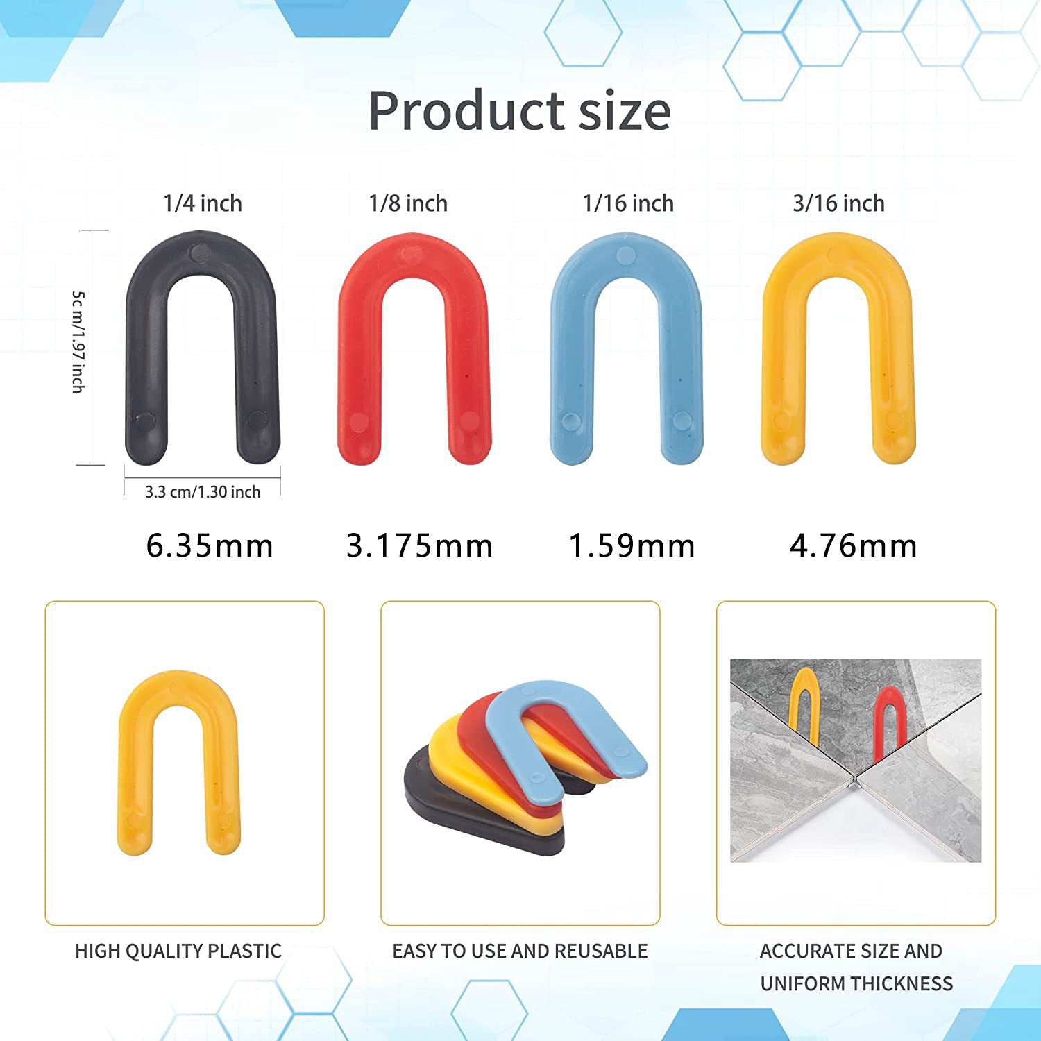 Đệm nhựa hình móng ngựa 1/16 inch cho gạch