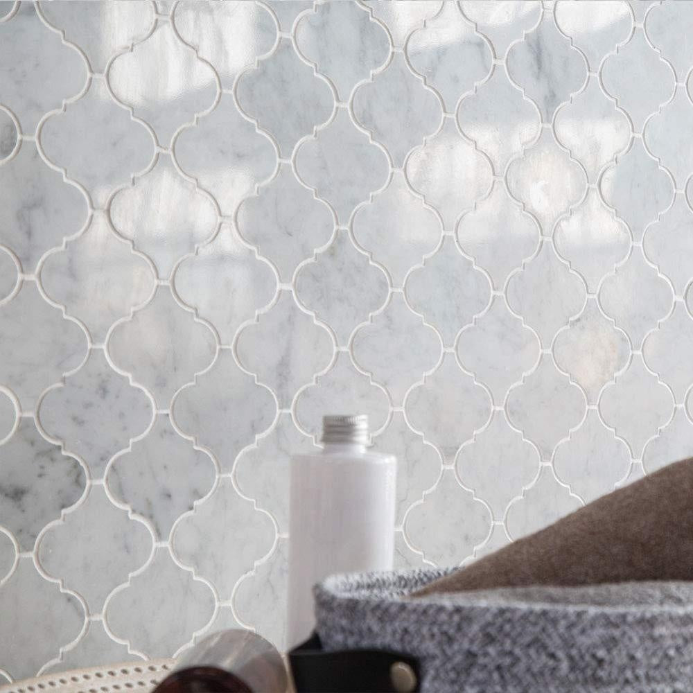 BOTON STONE Gạch Mosaic Đá Cẩm Thạch Carrara Trắng Ý Hình Lồng Đèn Ốp Tường