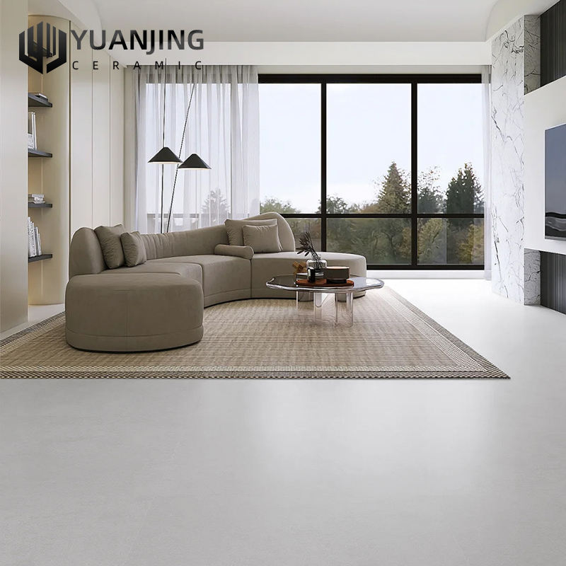 Gạch Sứ Quảng Đông Phật Sơn Nhung Vàng Ánh Sáng Mềm 600X1200mm Gạch Lát Sàn Màu Trơn Kem Phòng Khách