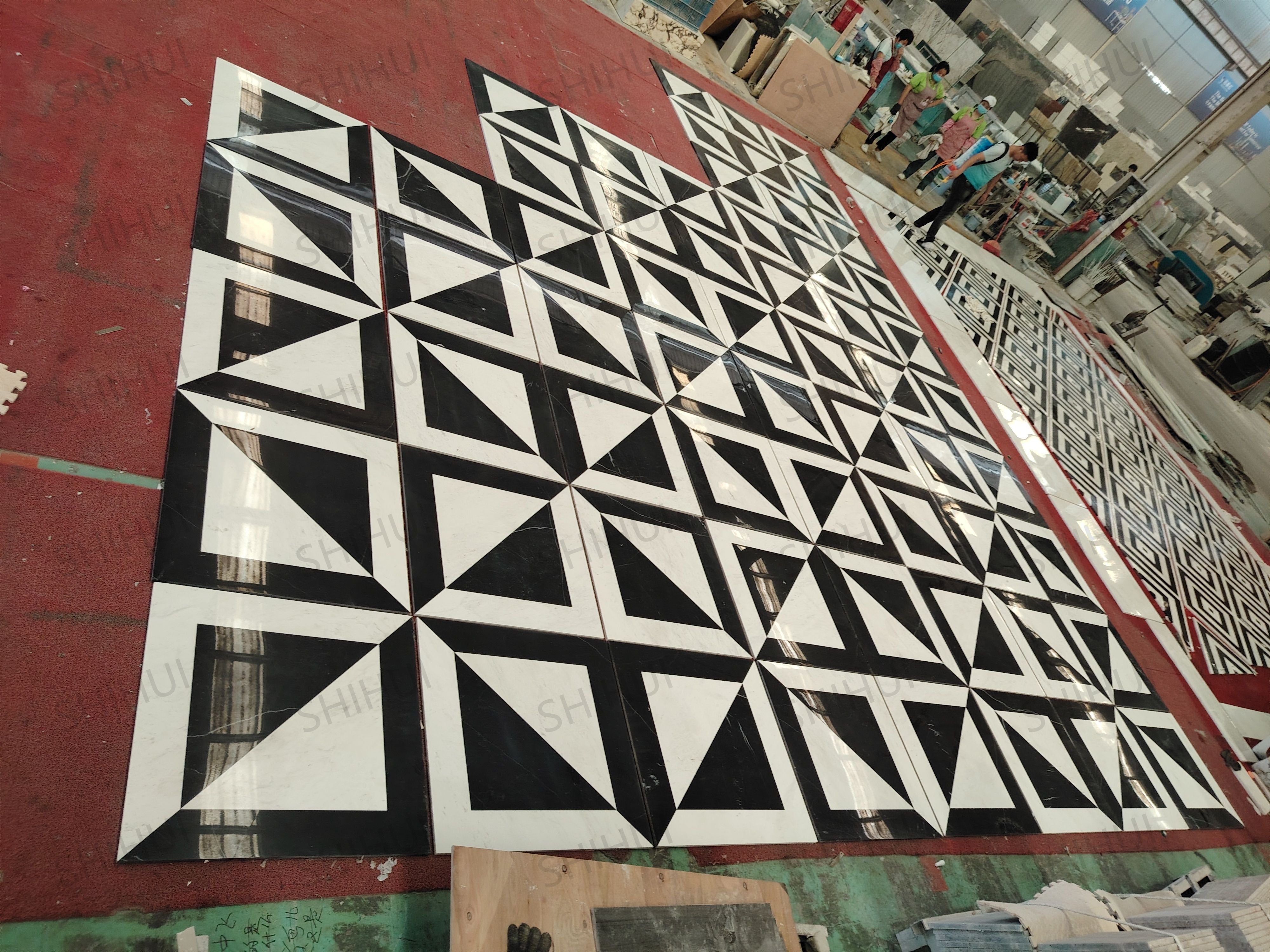 SH STONE Gạch Mosaic Đá Cẩm Thạch Đen Trắng Tự Nhiên Đánh Bóng, Dùng Cho Ốp Tường Bếp, Lát Sàn và Tường Phòng Tắm