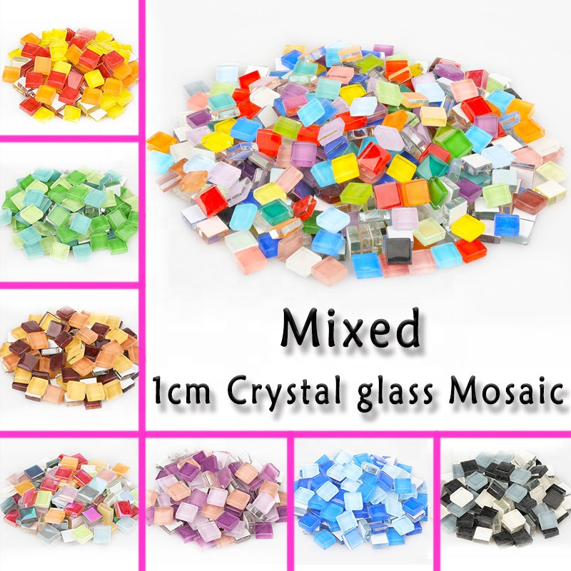 Gạch Mosaic Thủy Tinh Pha Lê Mini 10mm Số Lượng Lớn Dành cho Thủ Công Tự Làm, Nhà Cung Cấp Nghệ Thuật Mosaic Cho Trẻ Em và Trang Trí Nhà Cửa Sân Vườn