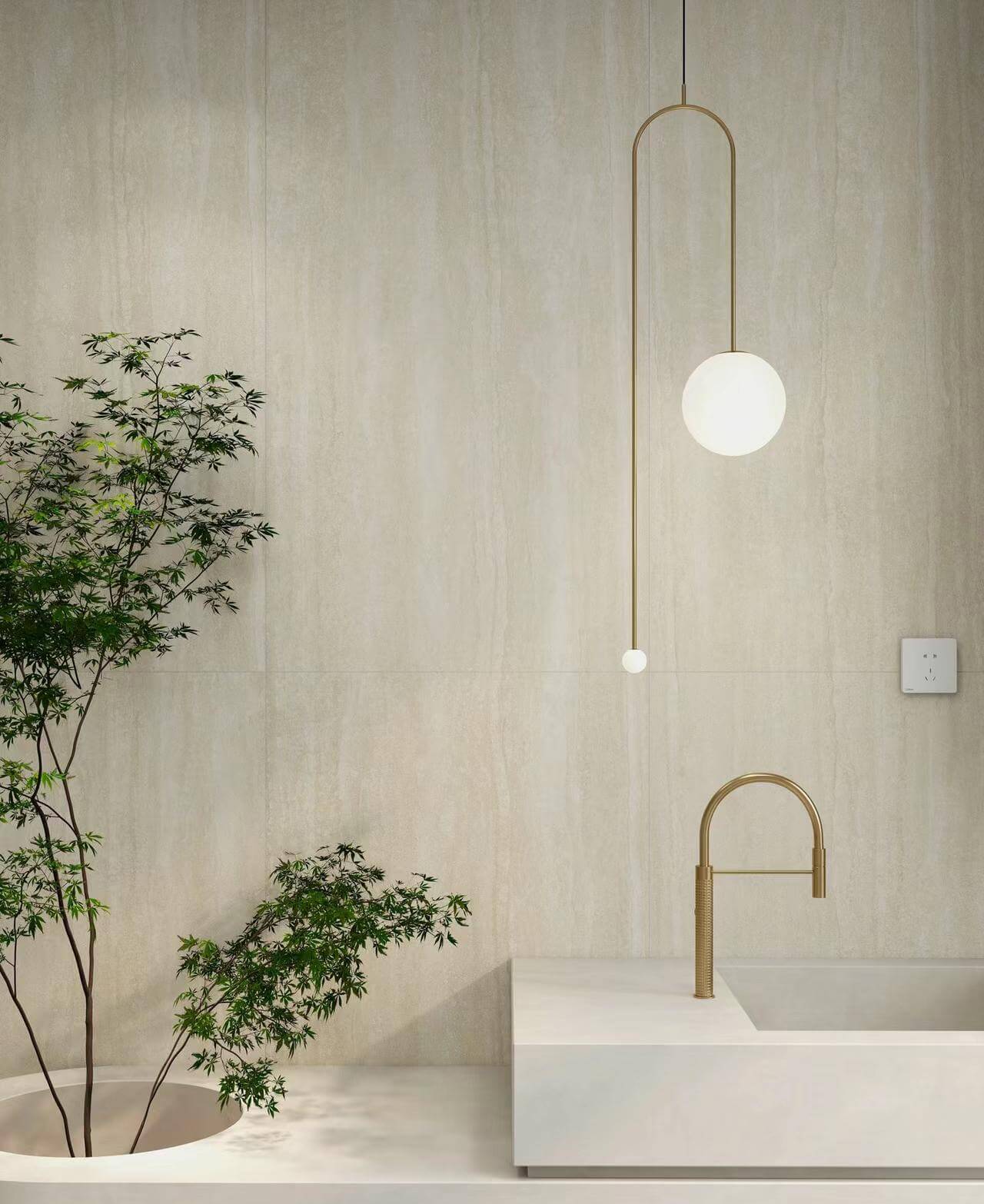 Gạch men sứ giả cổ trang trí đá Travertine La Mã màu vàng 600x1200mm bề mặt mờ