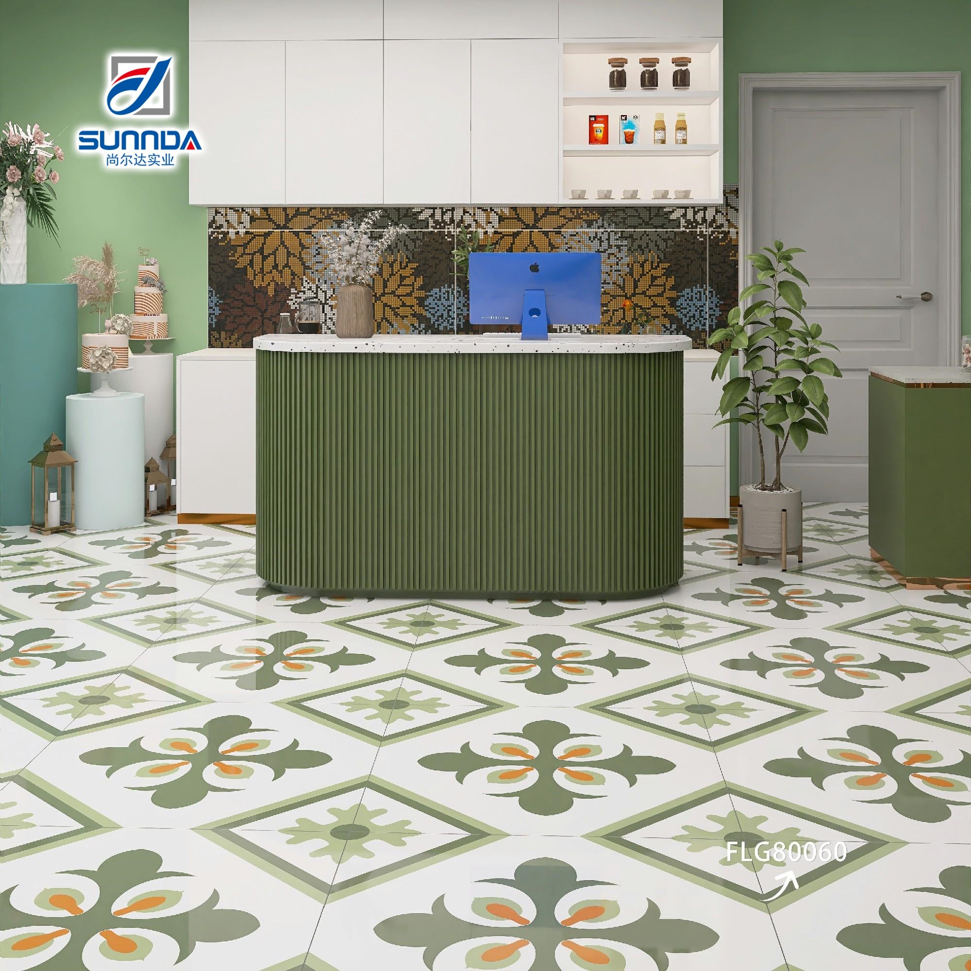 Gạch Sứ Lát Sàn Thiết Kế Hoa, Bề Mặt Bóng và Mờ, Tráng Men Kỹ Thuật Số Đa Sắc, Gạch Men Trang Trí Nhà Cửa