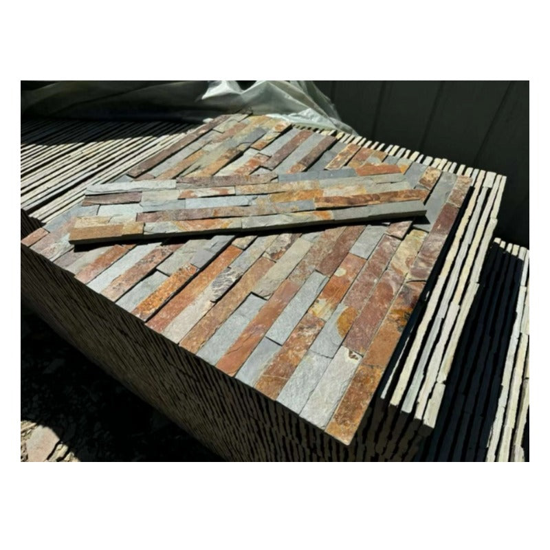 Xả kho nhà máy 2024 Tấm ốp đá veneer đá phiến xếp lớp Kích thước tùy chỉnh Ngoại thất mặt tiền đá vôi tự nhiên