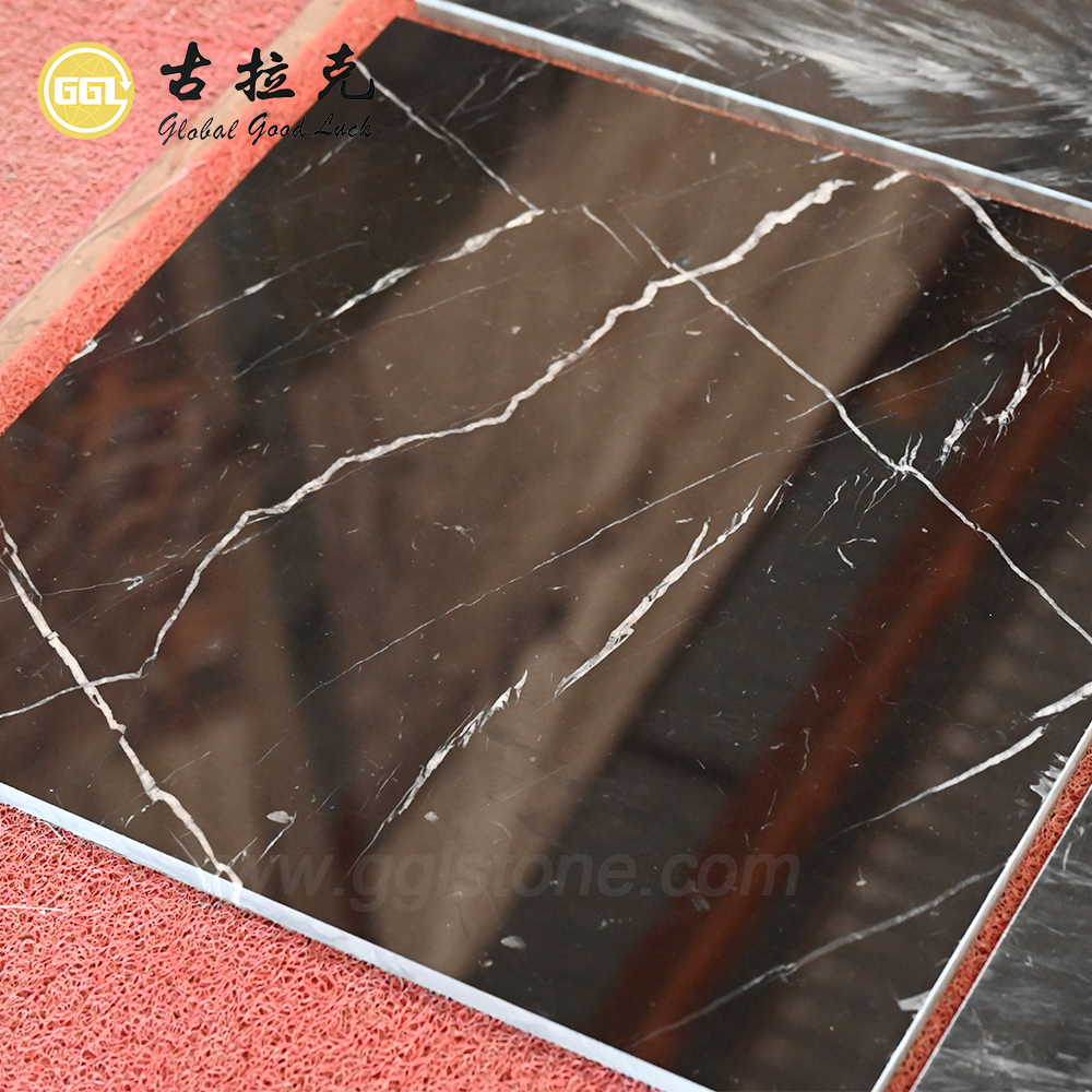 Cung cấp từ nhà máy Tấm đá cẩm thạch đen Nero Marquina tự nhiên cắt theo kích thước