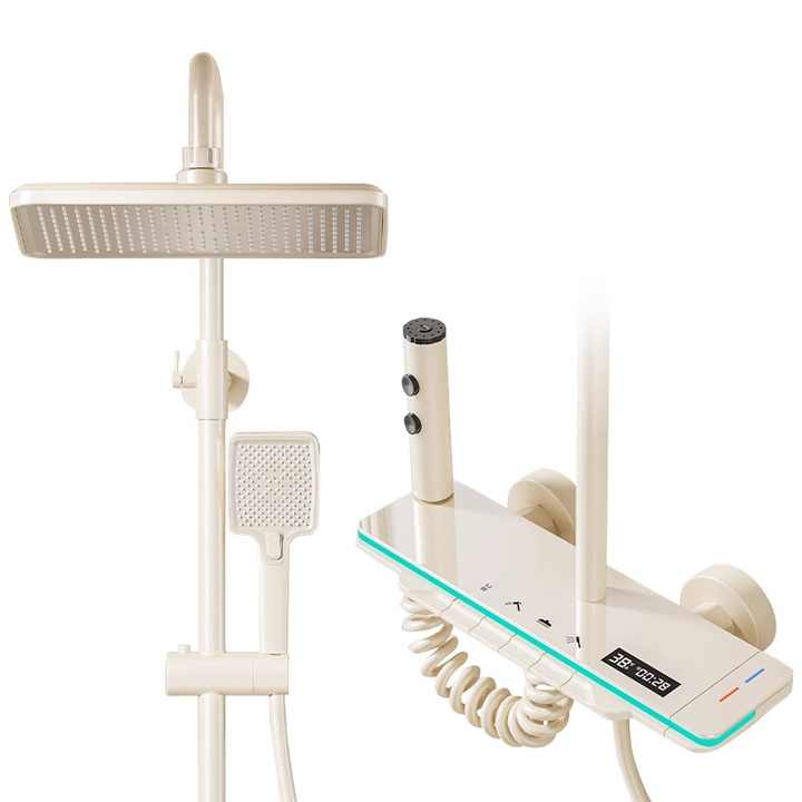 Vòi sen cao cấp 4 chức năng bằng đồng thau, vòi sen phun sương, bộ vòi sen điều chỉnh nhiệt độ