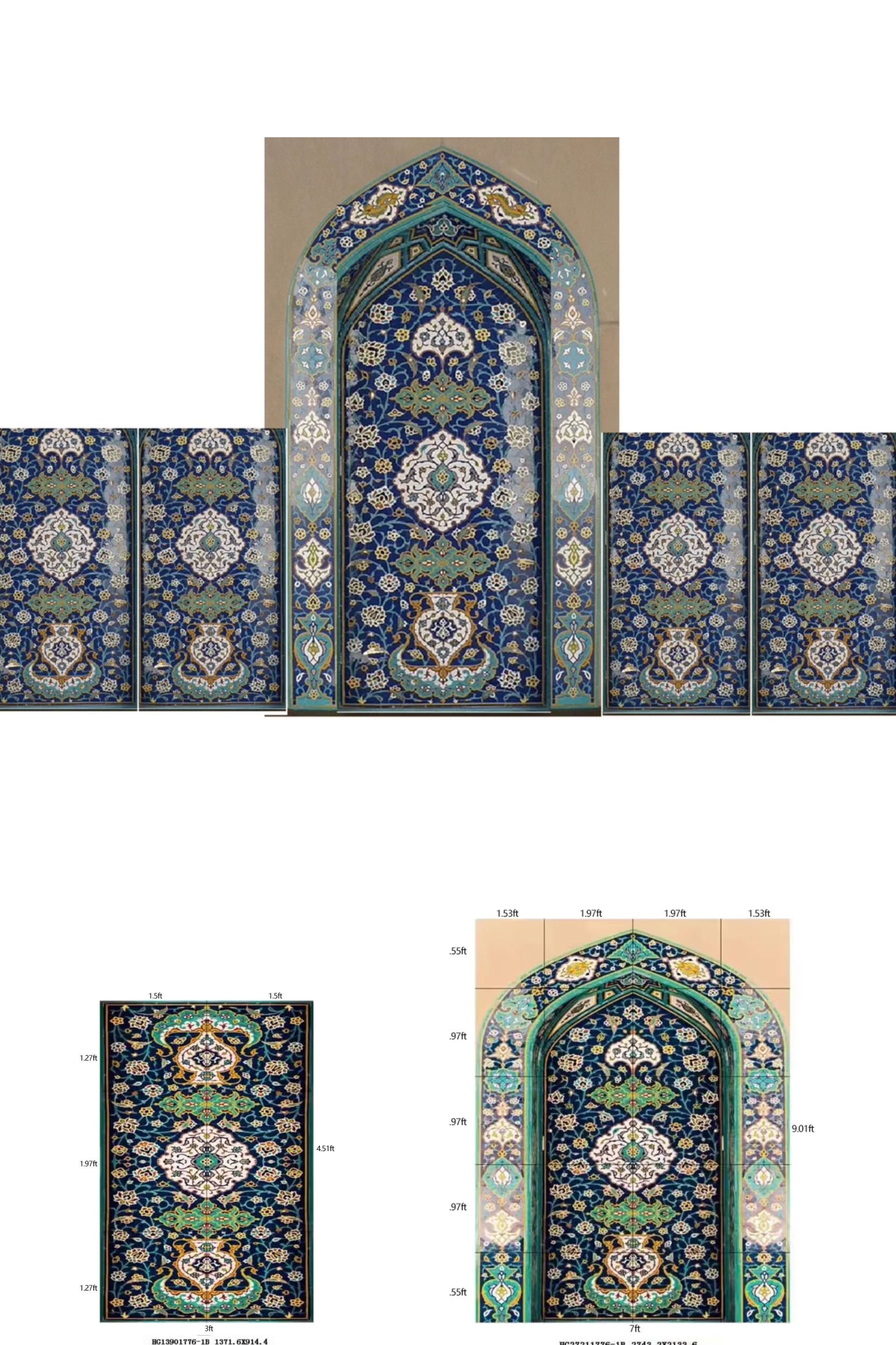 Tấm gạch men Hồi giáo 5x5 thủ công họa tiết tùy chỉnh, dùng để trang trí tường nội và ngoại thất làm đường viền