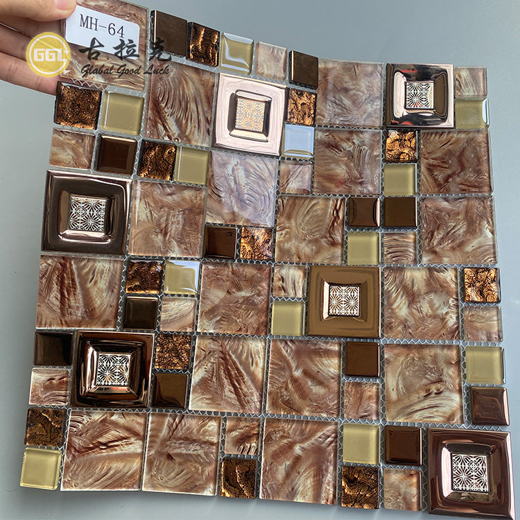Gạch Mosaic Kính Tiêu Chuẩn Họa Tiết Vàng Sang Trọng Giá Tốt