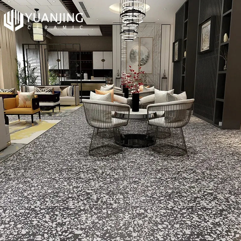 Gạch lát sàn hiệu ứng Terrazzo hình chữ nhật 60 x 120 cm màu be, bề mặt mờ, màu cổ điển