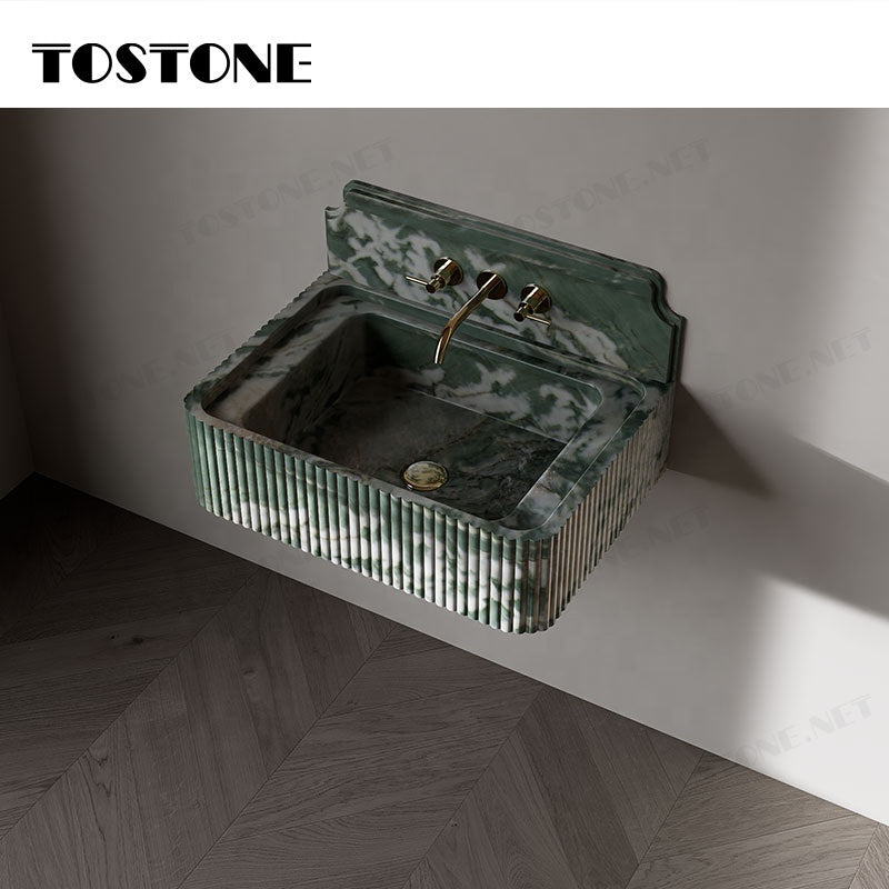 Chậu Rửa Đá Cẩm Thạch Rồng Xanh Vành Lượn Sóng