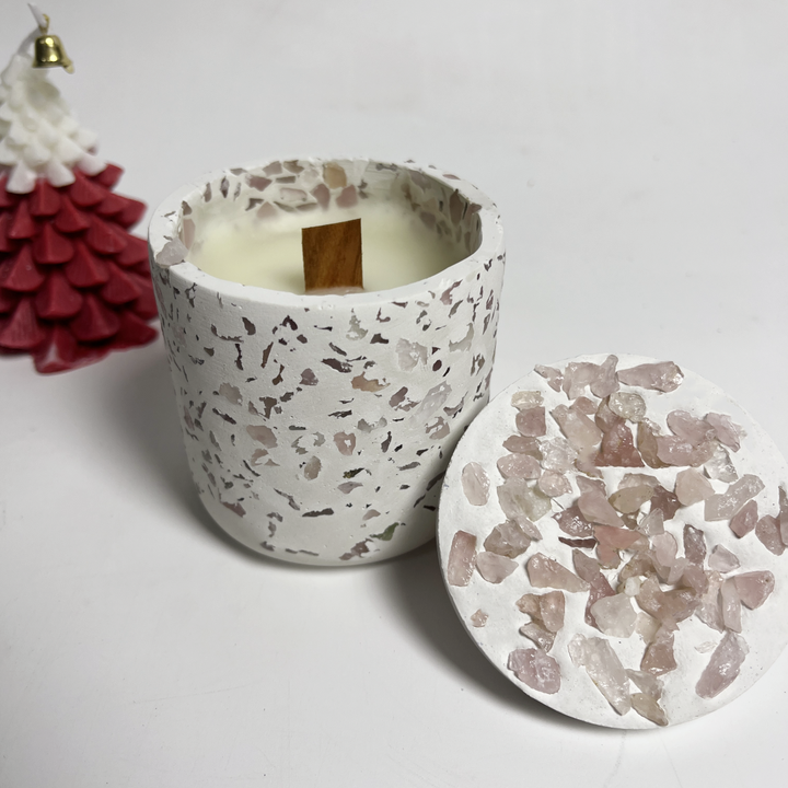 Hũ đựng nến bằng đá cẩm thạch sang trọng OMK có nắp, hũ đựng nến màu hổ phách rỗng, đựng sáp nến thơm tự làm