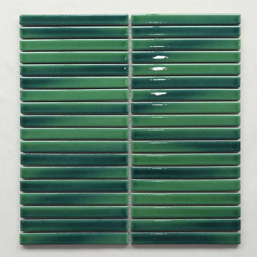 Gạch Mosaic Gốm Sứ Xanh Lá Cây Tráng Men Bóng Phong Cách Cổ Điển Châu Âu Dùng Cho Tường, Sàn, Bếp Và Phòng Tắm