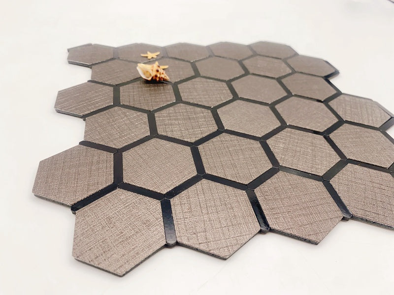 Bán buôn Gạch mosaic ốp tường đá tự dán hình lục giác kim loại pha màu