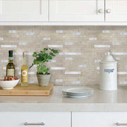 Gạch ốp tường tự dính Mosaic bóc ra và dán cho nhà bếp họa tiết đá dán trên tường nhà bếp bằng kim loại PVC tự làm