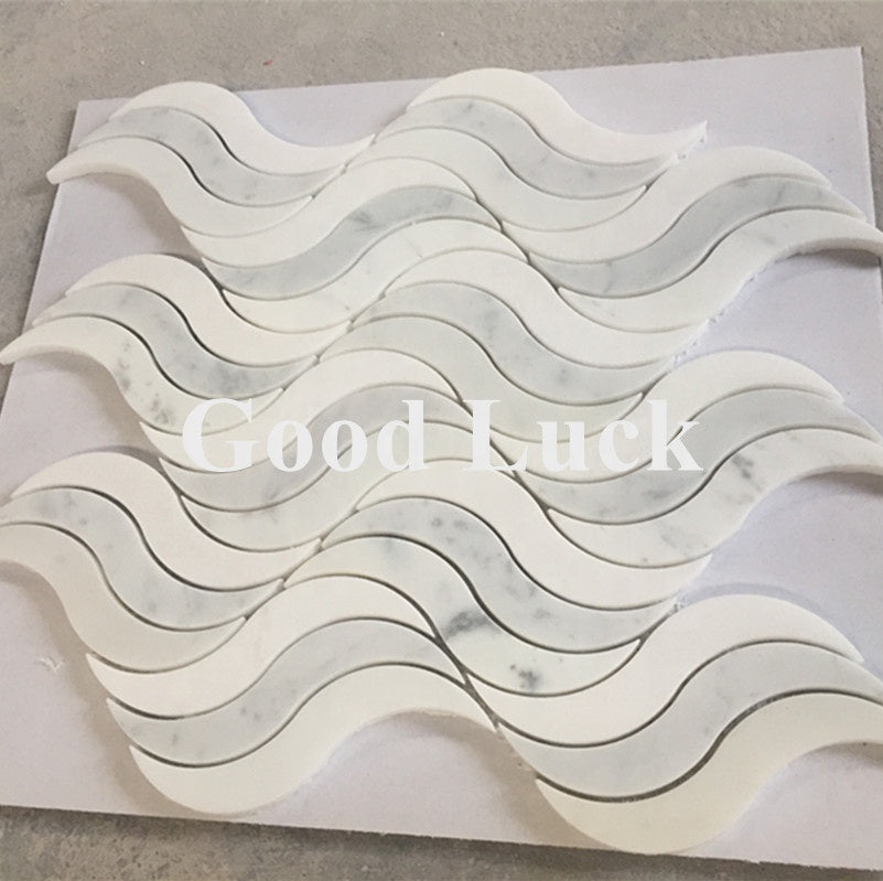 Gạch Mosaic đá cẩm thạch trắng Thassos và Calacatta kiểu dáng tinh gọn cho trang trí nội thất