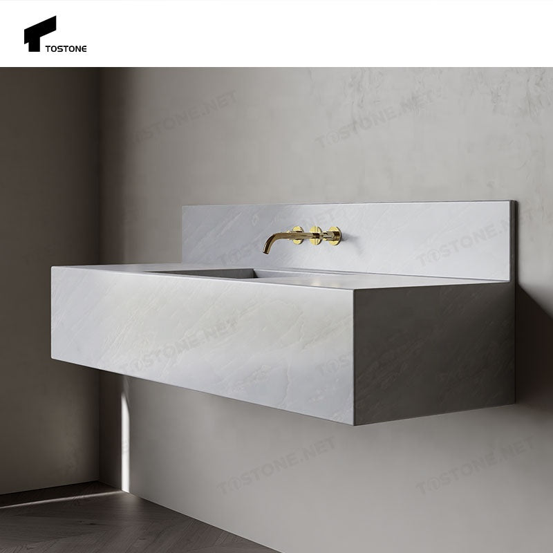 Chậu Rửa Mặt Đá Cẩm Thạch Trắng Tostone Cao Cấp