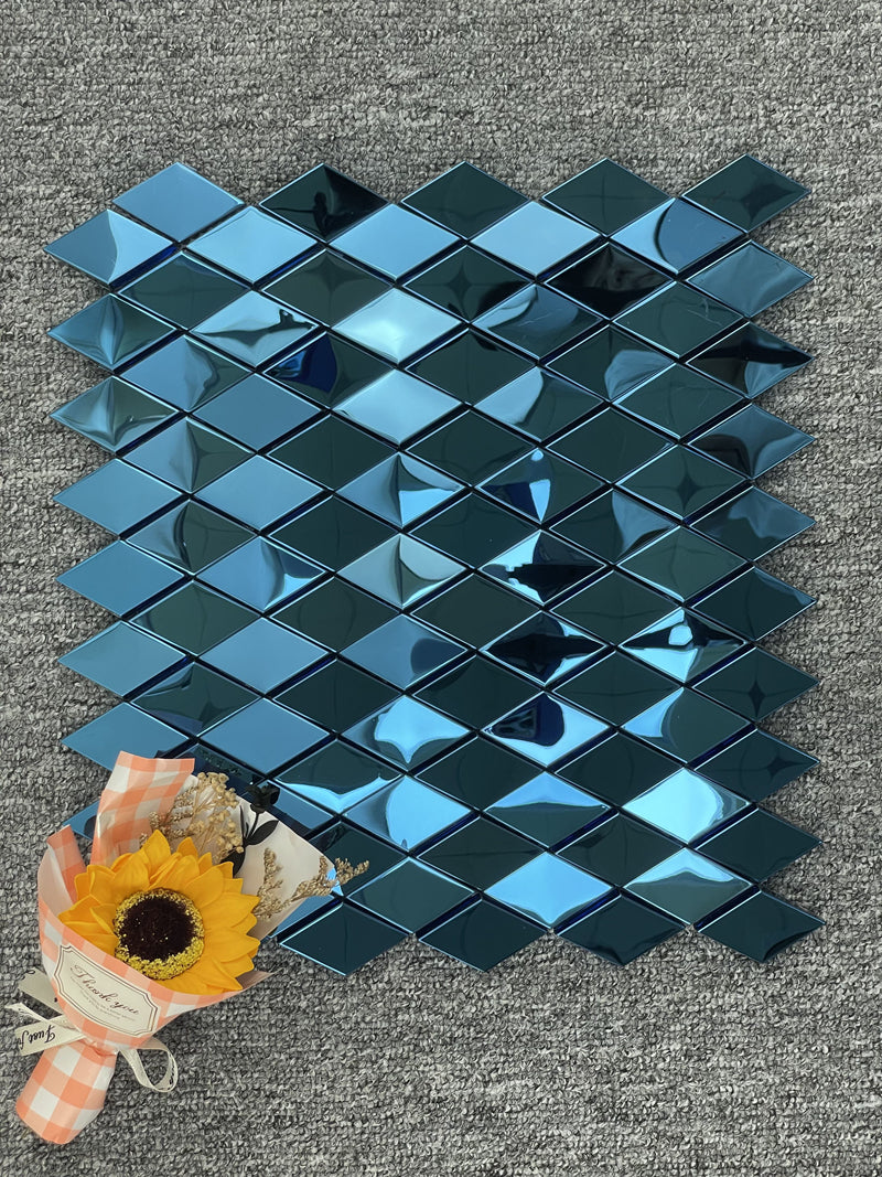 Gạch Mosaic Kim loại Kim cương 3D Trang trí Tường Nền Bề Mặt Bóng Dành Cho Biệt Thự