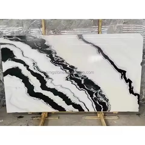 Gạch hoặc Tấm đá cẩm thạch Trắng Panda Hiện đại Thiết kế đá tự nhiên Bề mặt đánh bóng