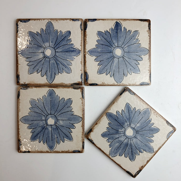Gạch vẽ tay hoạ tiết hoa 10x10cm phong cách vintage nghệ thuật trang trí biệt thự
